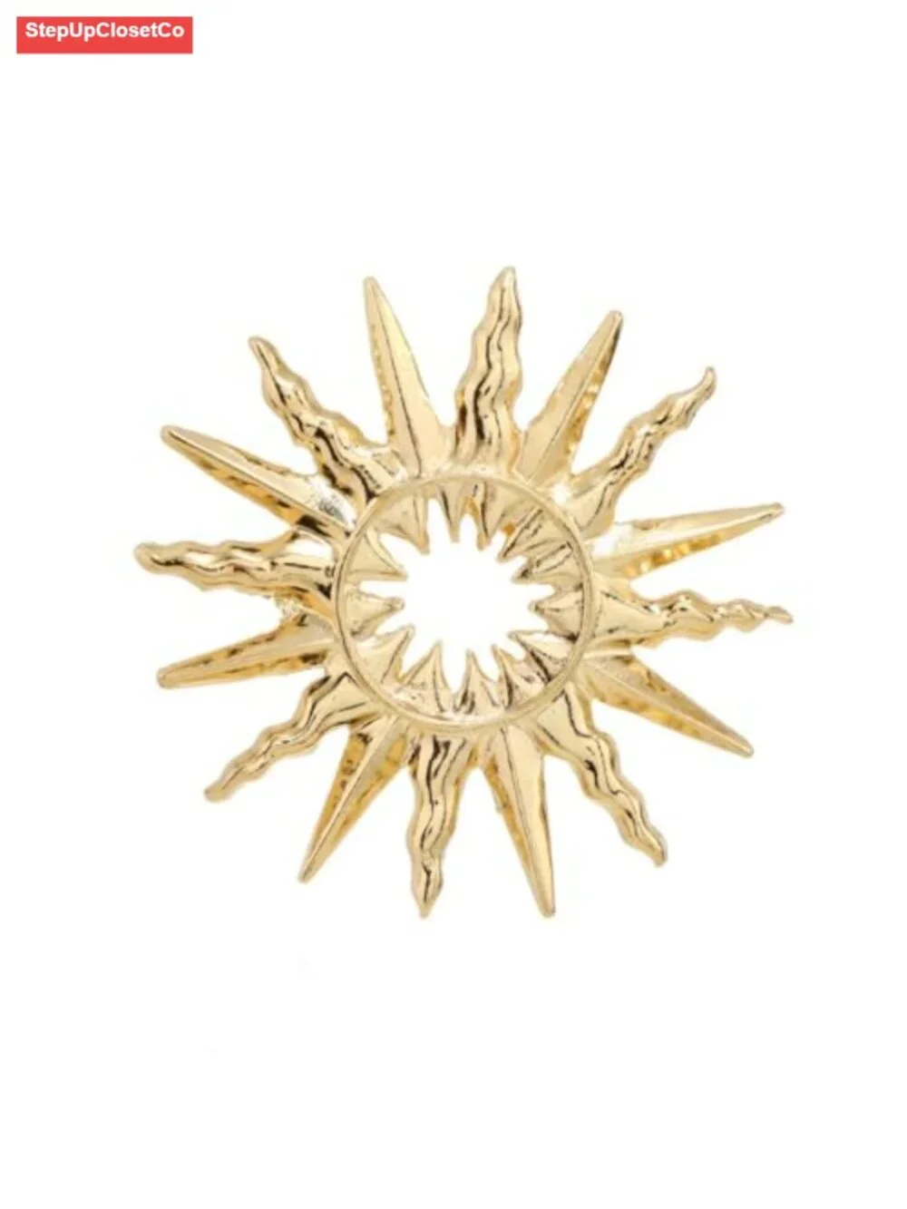 Gold-Tone Sun Brooch Pin Celestial Lapel Hat Dress Accessory Gift